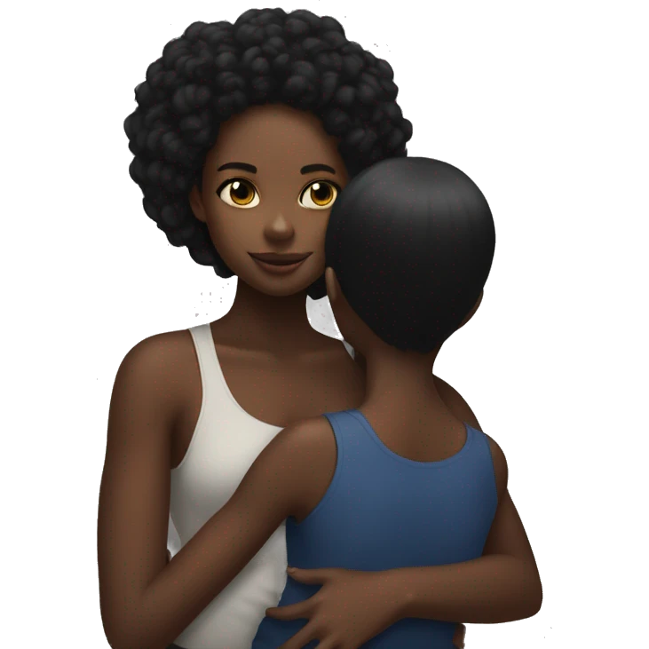 black girl on her black girlfriends back emoji