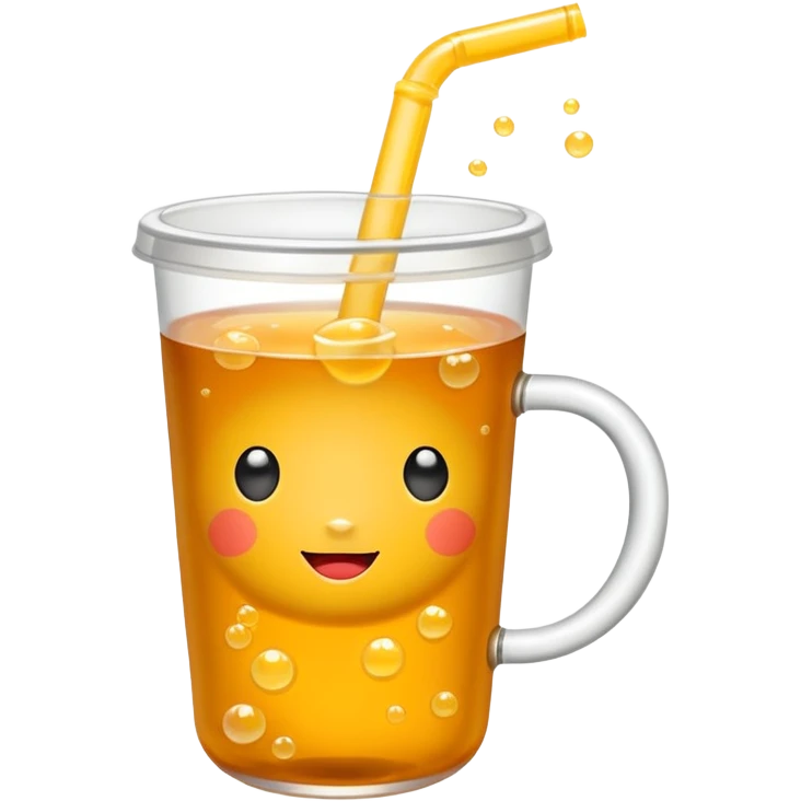 Make a orange tea boba with yellow bubbles cartoon  emoji