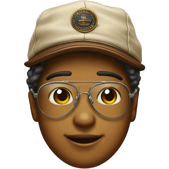 Vintage aviation cap and glasses emoji