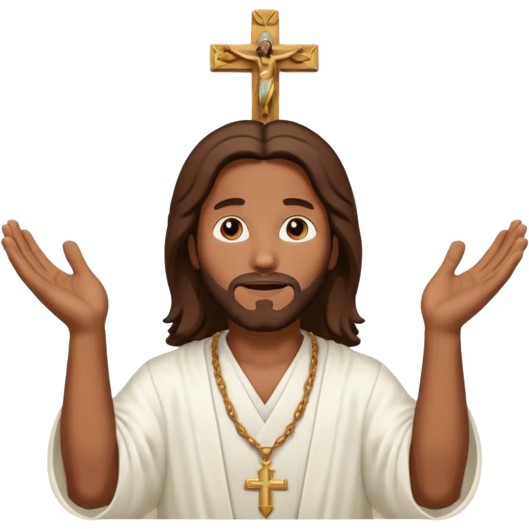 African American Jesus Christ with hands in the air emoji
