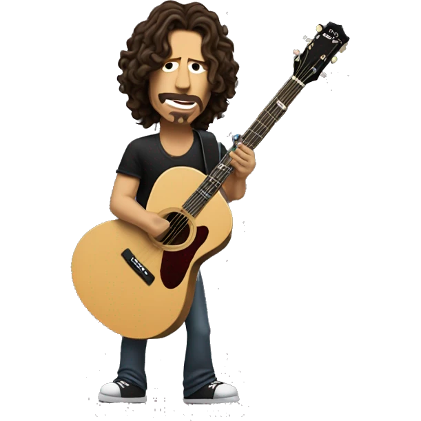 Chris Cornell singing at microphone and plays a guitar emoji