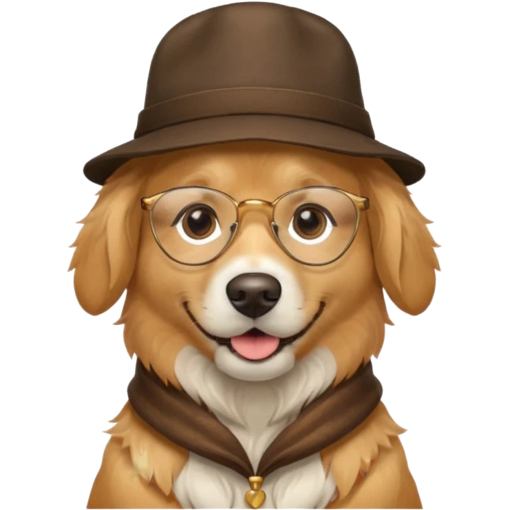 dog with glasses and hat emoji