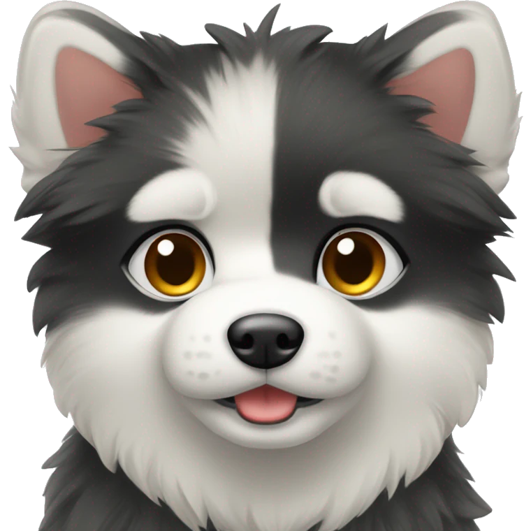 Black and white pomski with long coat emoji
