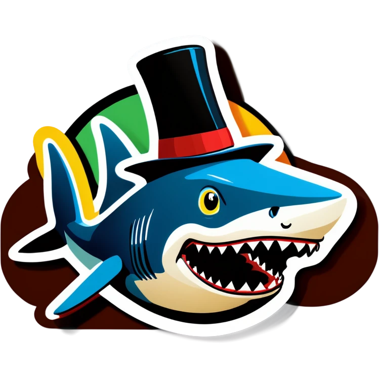 Shark with a top hat emoji