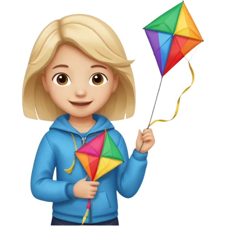 little girl kid holding kite in front of her chest emoji