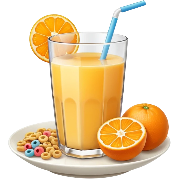 A glass of juice and a bowl with cereals emoji