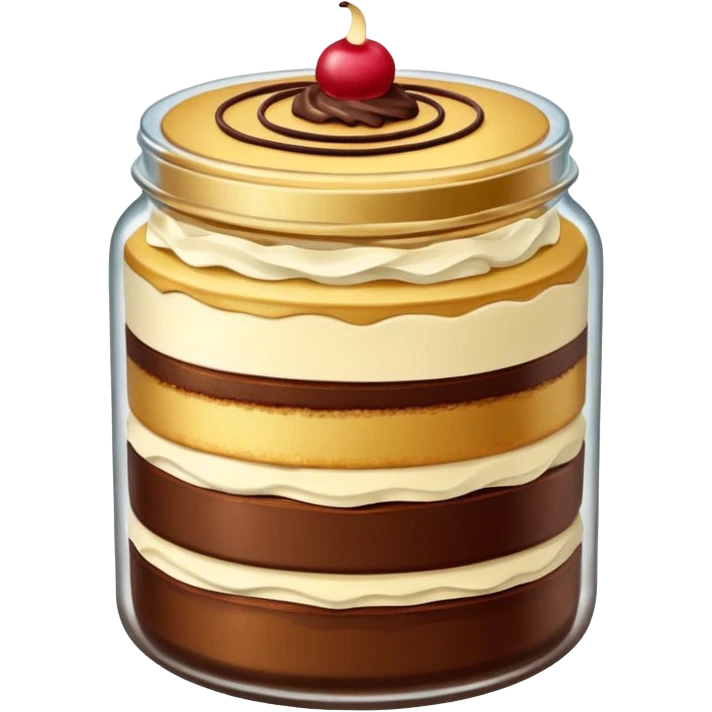 A layered little jar of cake that is gold emoji