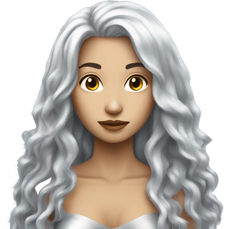 Silver-haired, long hair, female, futuristic, hermaphrodite emoji