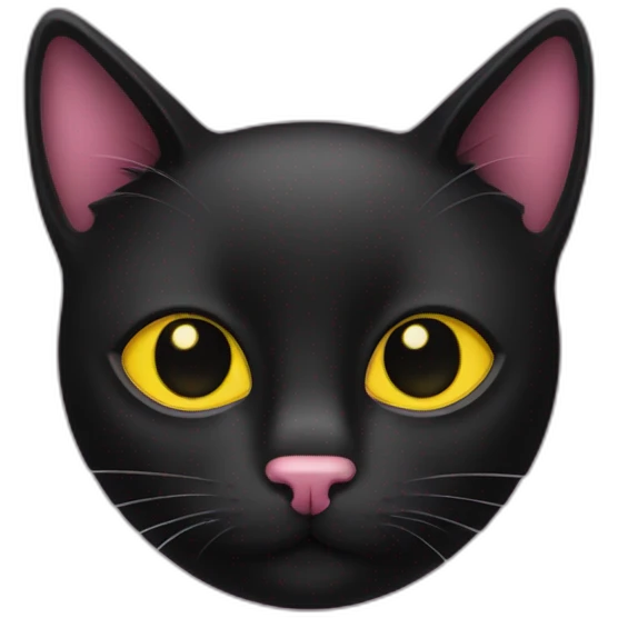 black cat with pink nose and yellow eyes emoji