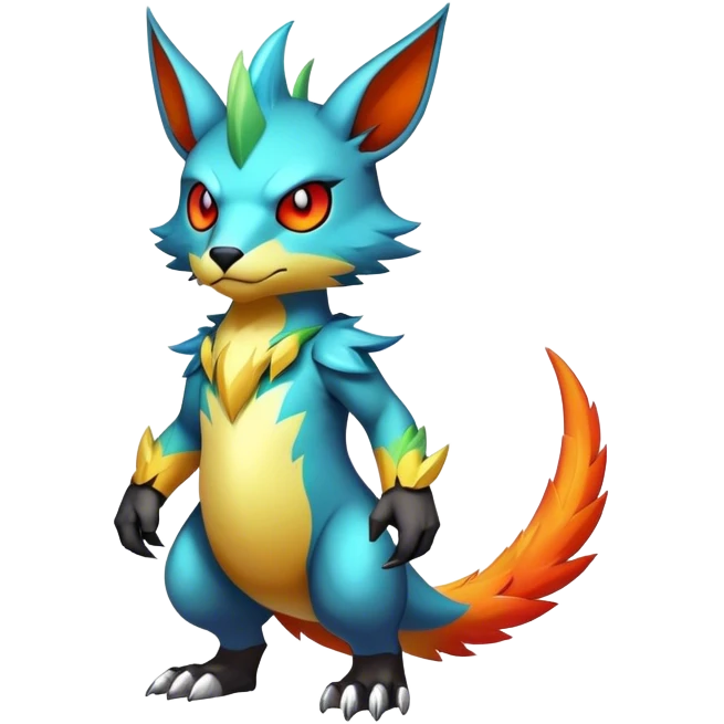 cool edgy badass colorful fantasy animal hybrid Fakemon full body emoji