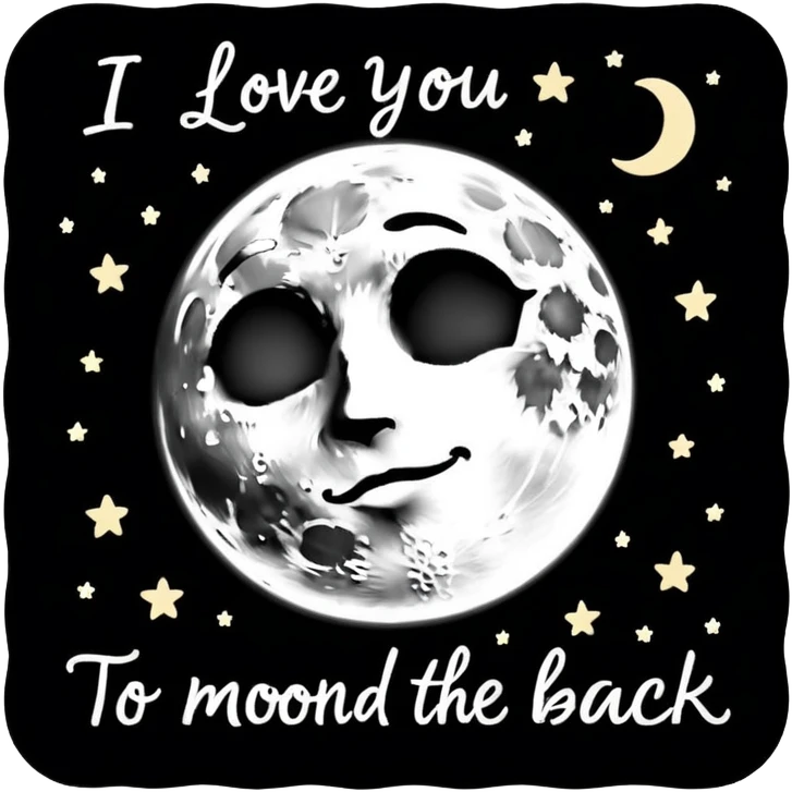 "I love you to the moon and back" exact words on a card?
 emoji