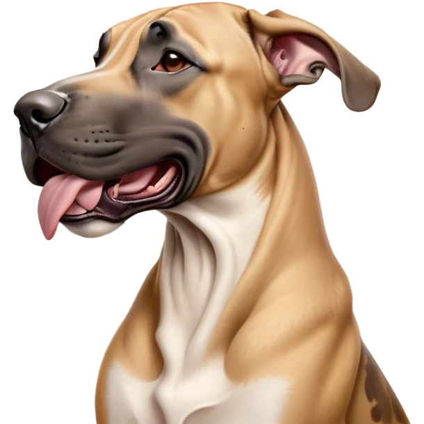 Cinematic Cute Yawning Fawn Great Dane Portrait Emoji, Head tilted slightly with a dramatic, wide-open yawn, revealing a smooth fawn Fur with a refined texture, floppy ears slightly drooping, round amber eyes barely open in drowsy contentment, Simplified yet irresistibly adorable features, highly detailed, glowing with a soft, cozy glow, high shine, relaxed yet expressive, stylized with a touch of whimsy, bright and endearing, soft glowing outline, capturing the essence of a sleepy yet affectionate guardian, so drowsy it feels like it could stretch out of the screen and curl up for a nap! emoji