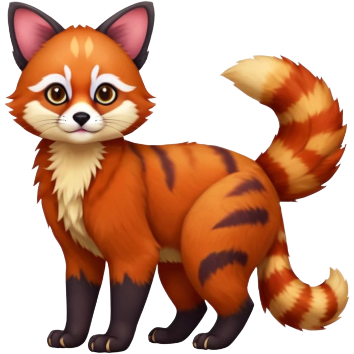 Red-Panda-Serval-Caracal-Lykoi-Sphynx-fusion-hybrid-animal-creature, full body emoji