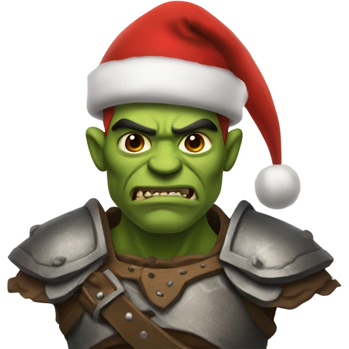 orc male warrior with santa hat emoji