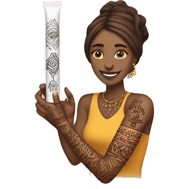 Henna tube making a tattoo on arm emoji