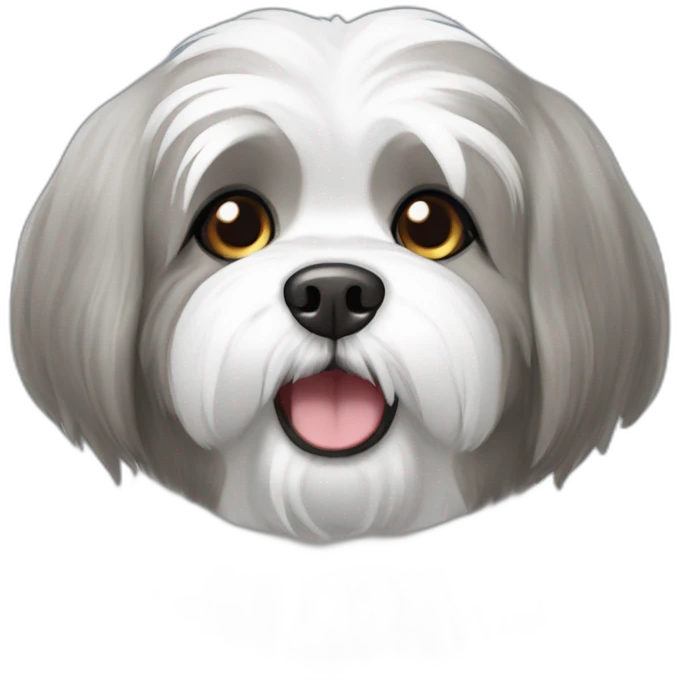 gray and white lhasa apso smiling emoji