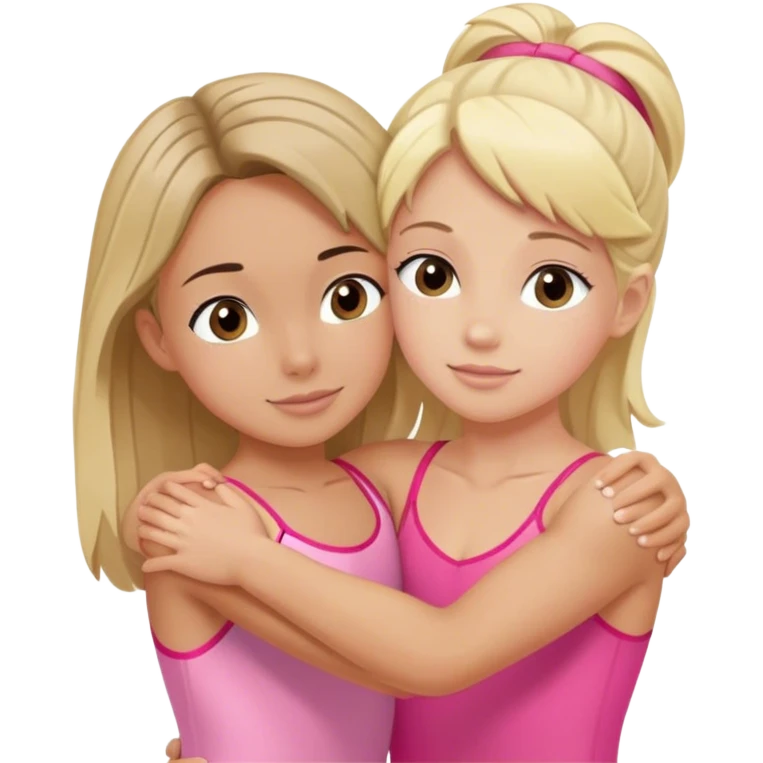 brunette trainer hugs a blonde child in a pink leotard ою в рожевому трико  emoji