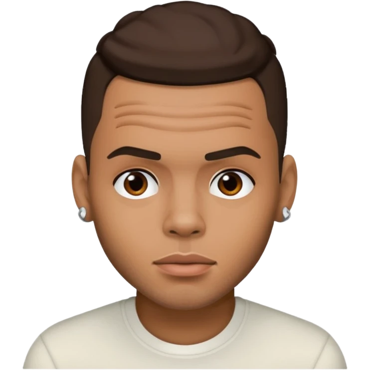 Chris Brown with dark brown hair emoji