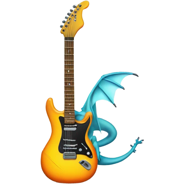 Mean Dragon with electric guitar emoji