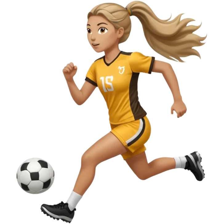 Long Haired Football Players, Female player with ponytail running emoji