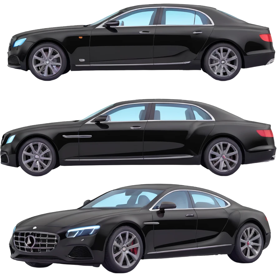 Add a transparent film next to the black luxury car, clearly separated and visible, as if ready to be applied, keep the elegant 3D style emoji