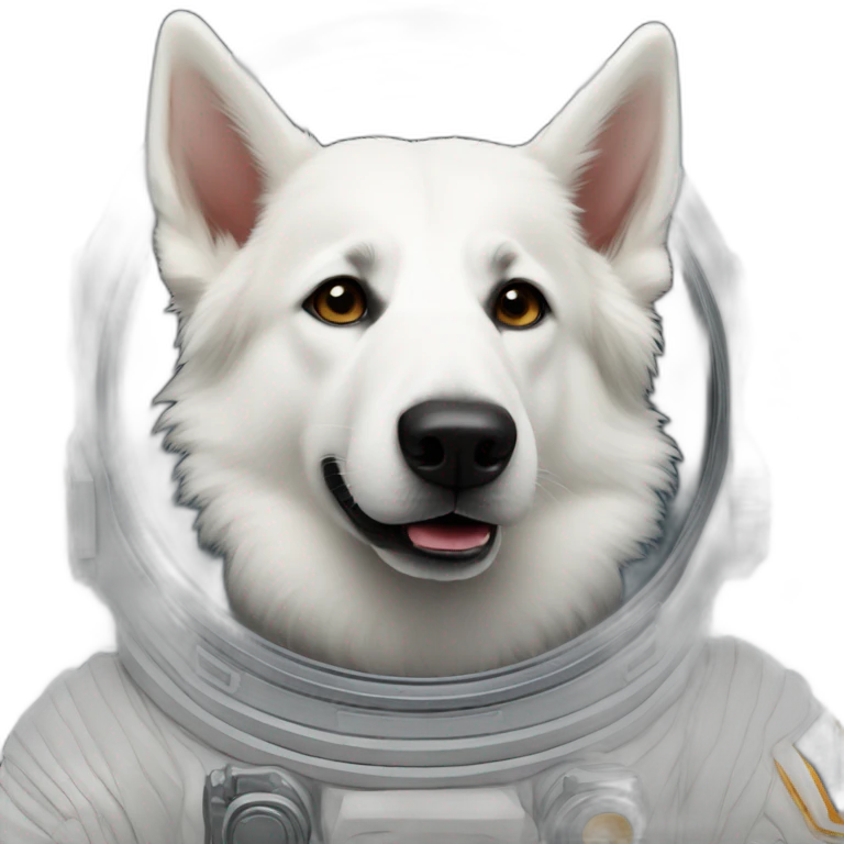 White shepherd in space emoji