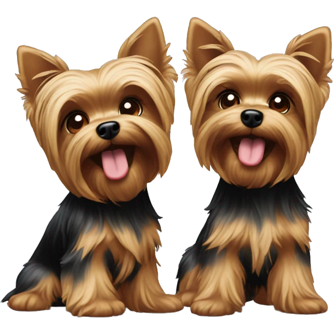 two yorkies playing emoji