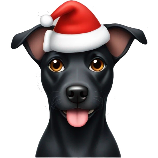 black dog with xmas hat on emoji