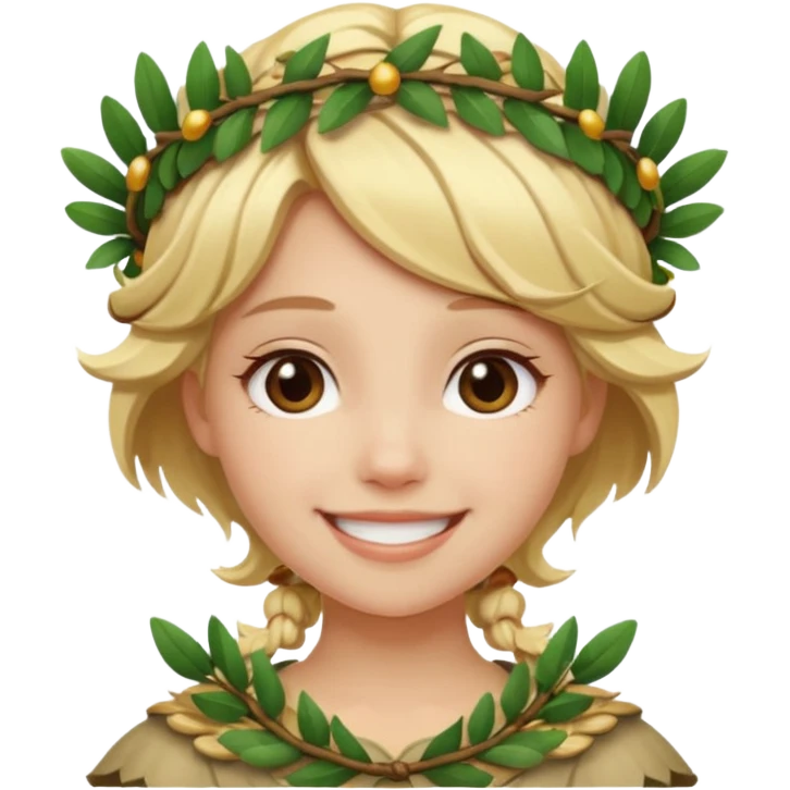 a blonde girl wearing laurel wreaths on head emoji