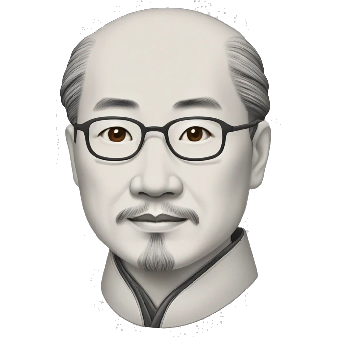 emoji style portrait of Gu Yanwu, a renowned thinker of the late Ming and early Qing dynasties, detailed facial features, cartoonish outline, intellectual expression, wearing traditional emoji