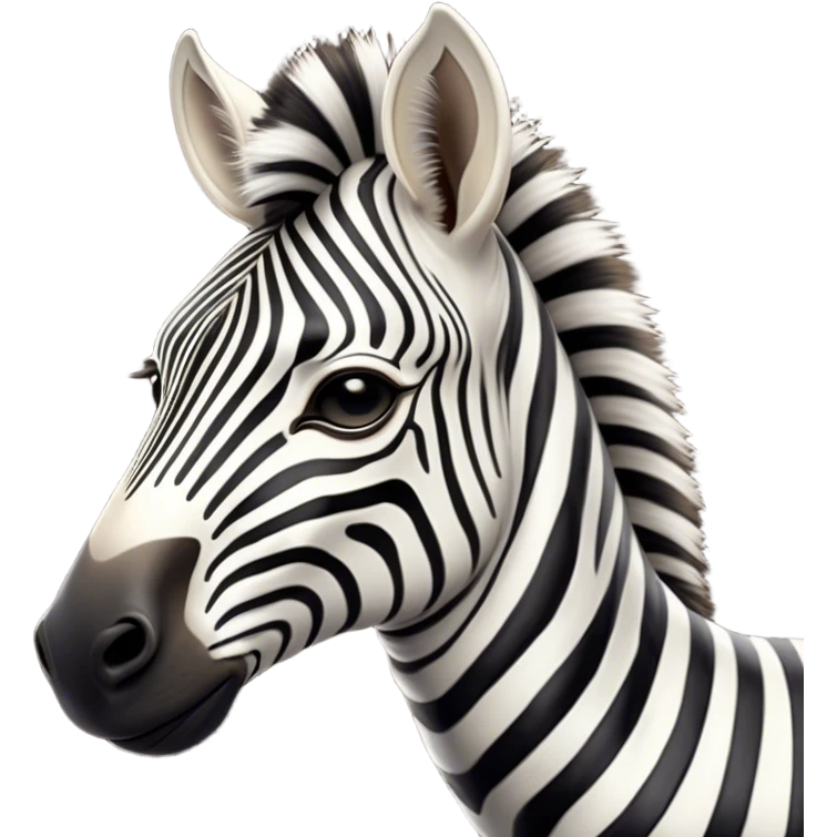 Cinematic Noble Zebra Portrait Emoji, Poised and regal, with a lean, elegant build and a striking Fur of bold black and white stripes, deep-set soulful piercing eyes, Simplified yet sharp and sophisticated features, highly detailed, glowing with a soft, dignified glow, high shine, intelligent and graceful, stylized with an air of savannah chic, focused and attentive, soft glowing outline, capturing the essence of a watchful and confident equine, so majestic it feels as though it could gallop out of the screen with effortless authority! emoji