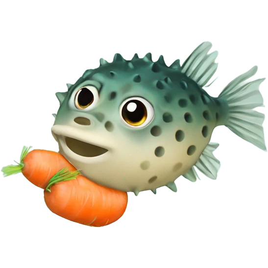 pufferfish with carrot in moutj emoji
