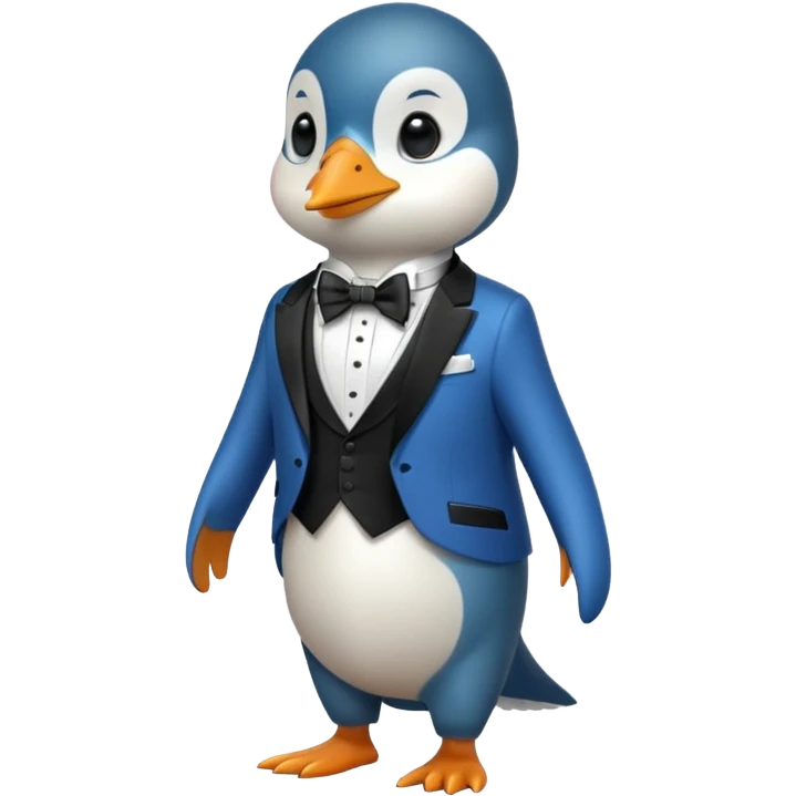 A blue penguin in a tuxedo emoji