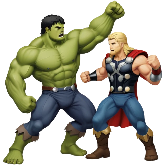 Hulk and Thor fighting each other emoji