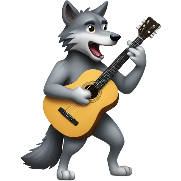Wolf playing guitar emoji