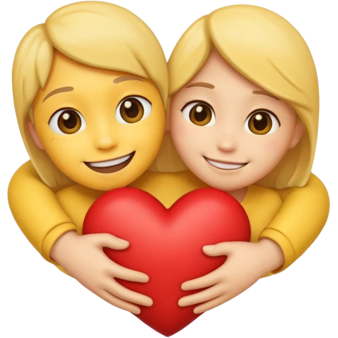 make a cute emoji hugging a heart, to show love/care emoji