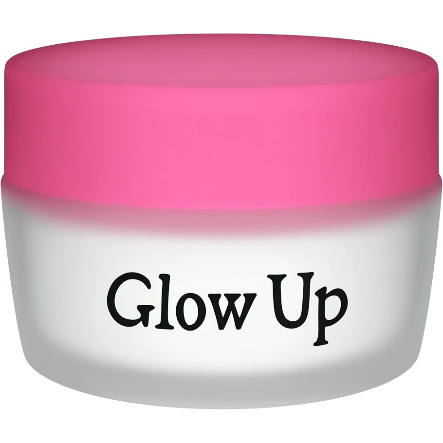 a pink and white cream with a brand name that says glow up emoji
