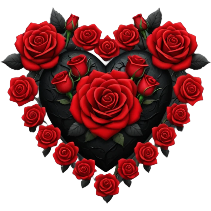 goth heart with dark roses emoji