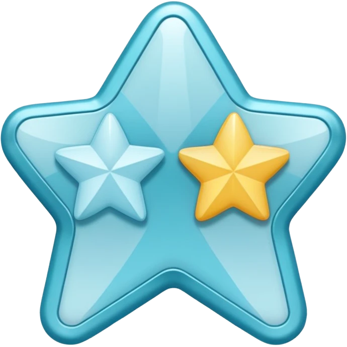 Create a simple, modern verification badge icon. The badge should have a soft, rounded star-like shape with two halves—one light cyan and one light blue—split vertically. In the center, include a bold white checkmark. emoji