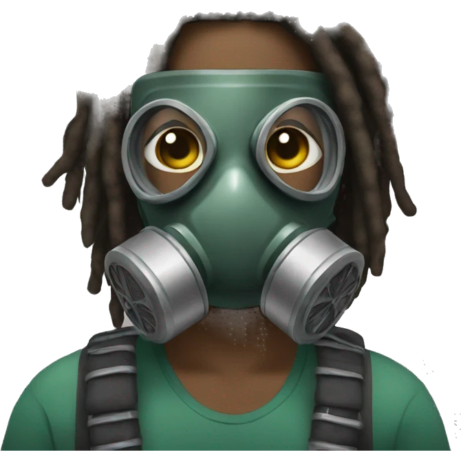 a african american person with dread lock wearing a gas mask emoji