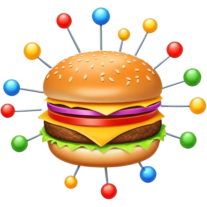 burger with atom electrons orbiting emoji