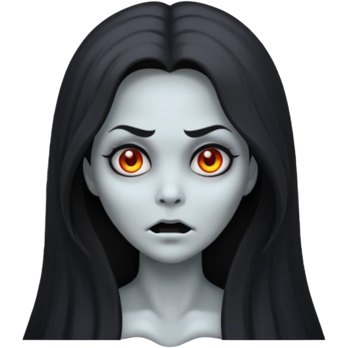 creepy ghost woman with gray skin and scary face emoji