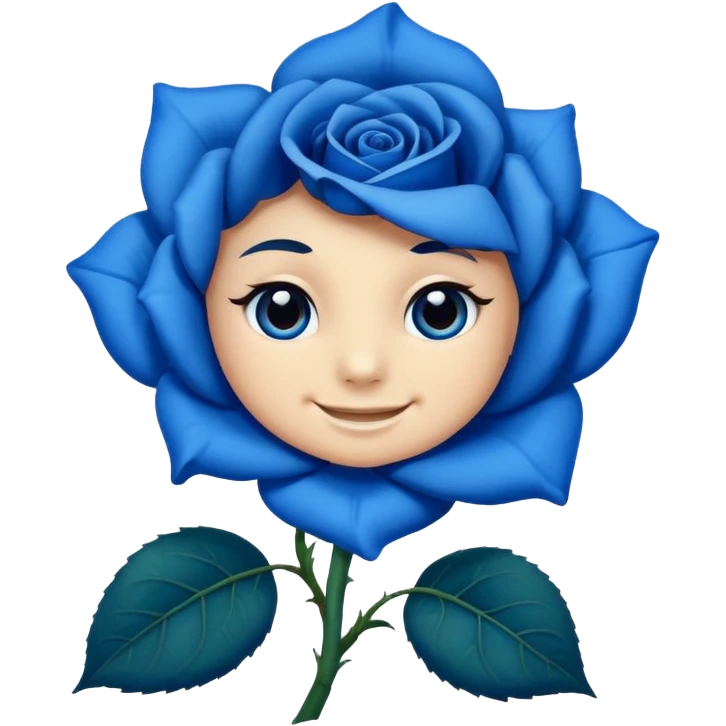 blue rose with eyes and smile emoji