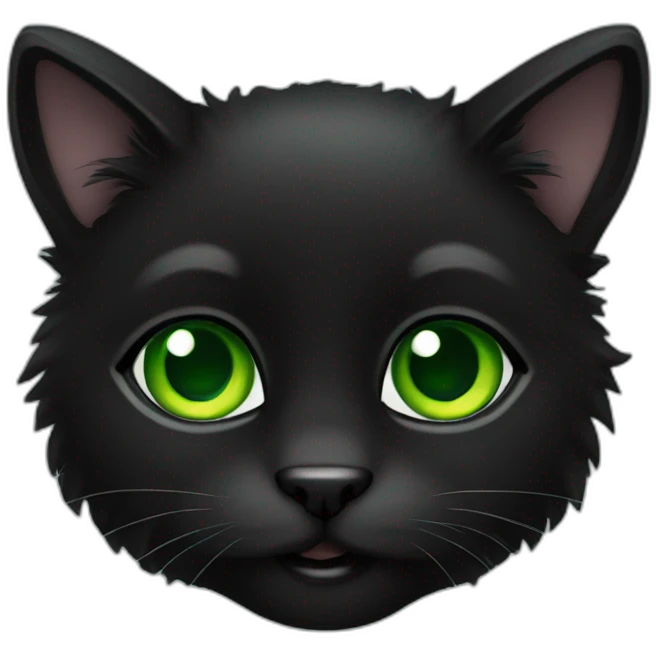 Black furry cat green eyes emoji