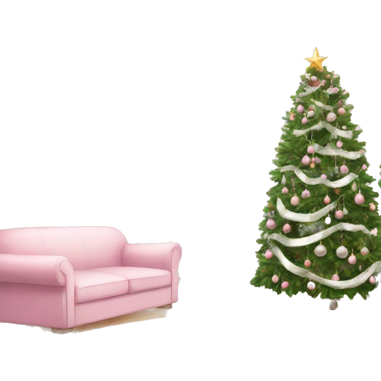 pink room with white christmas tree  emoji