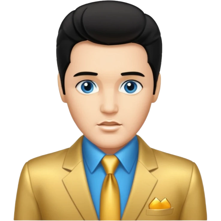 Elvis Presley with Blue eyes, black hair, gold suit emoji