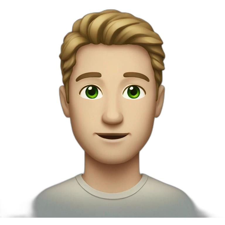 White man with dark green eyes, with long way brown hair emoji