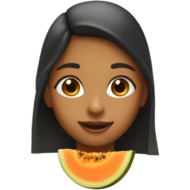 A little sister being a papaya emoji