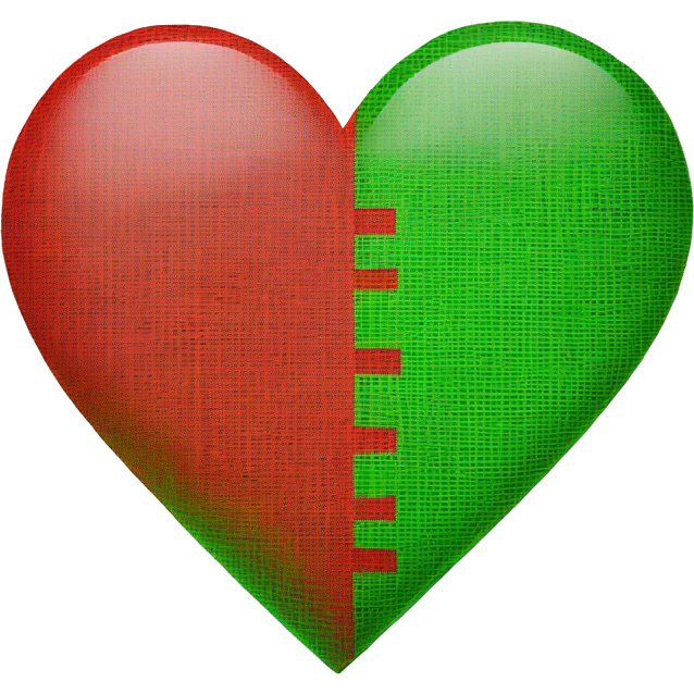 Un coeur à carreaux rouge et vert emoji