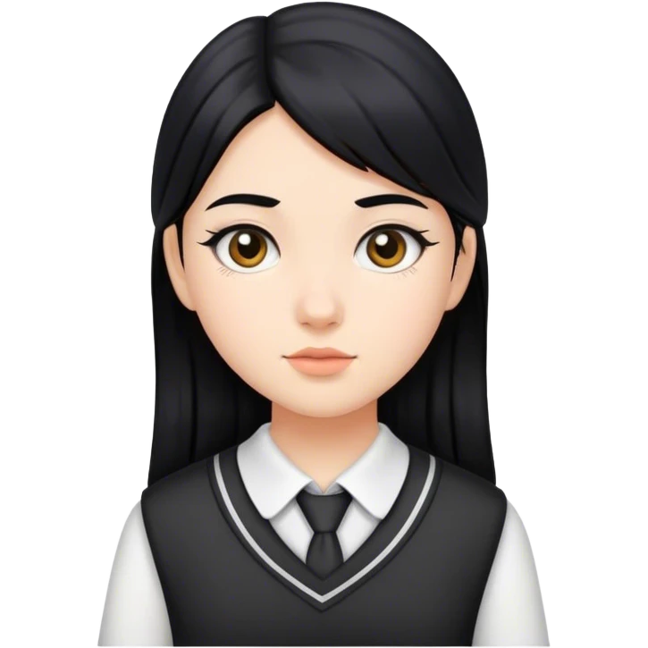 Black hair schoolgirl emoji